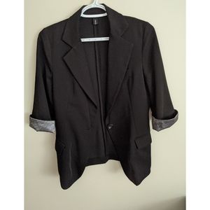Black Blazer with Stripe Cuff